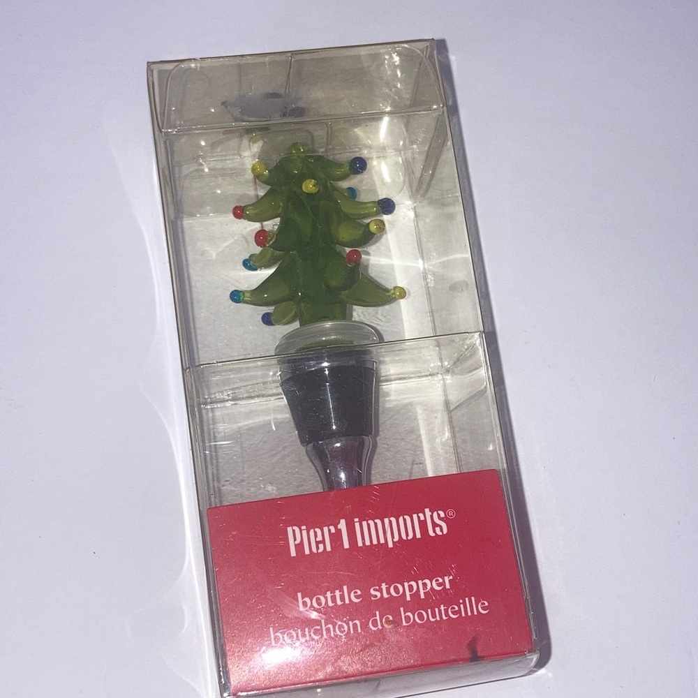 Pier 1 Green Christmas Tree Bottle Stopper